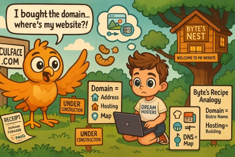 Byte & Beak Talk Hosting #02: Domain vs Hosting – What’s the Difference?