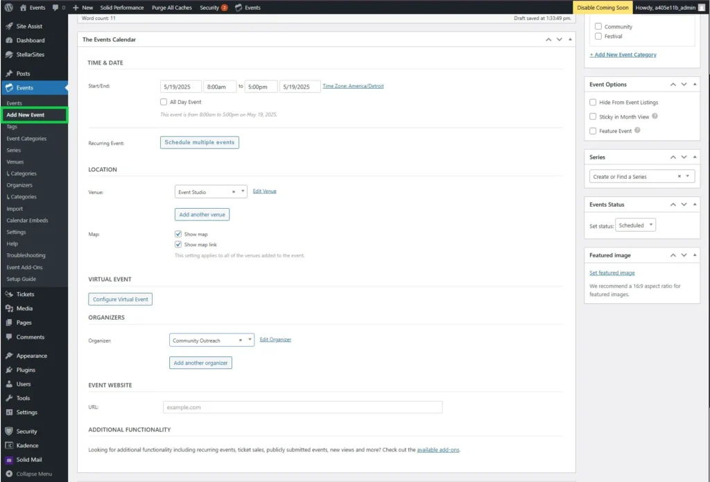 Events Website with StellarSites 5