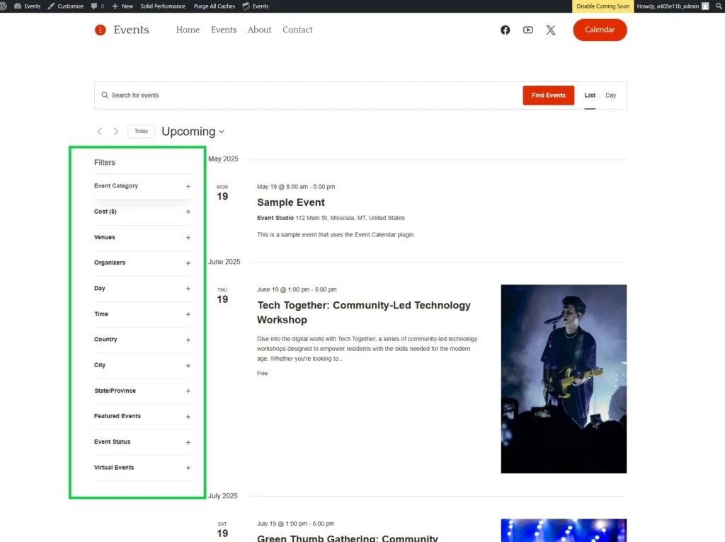 Events Website with StellarSites 8