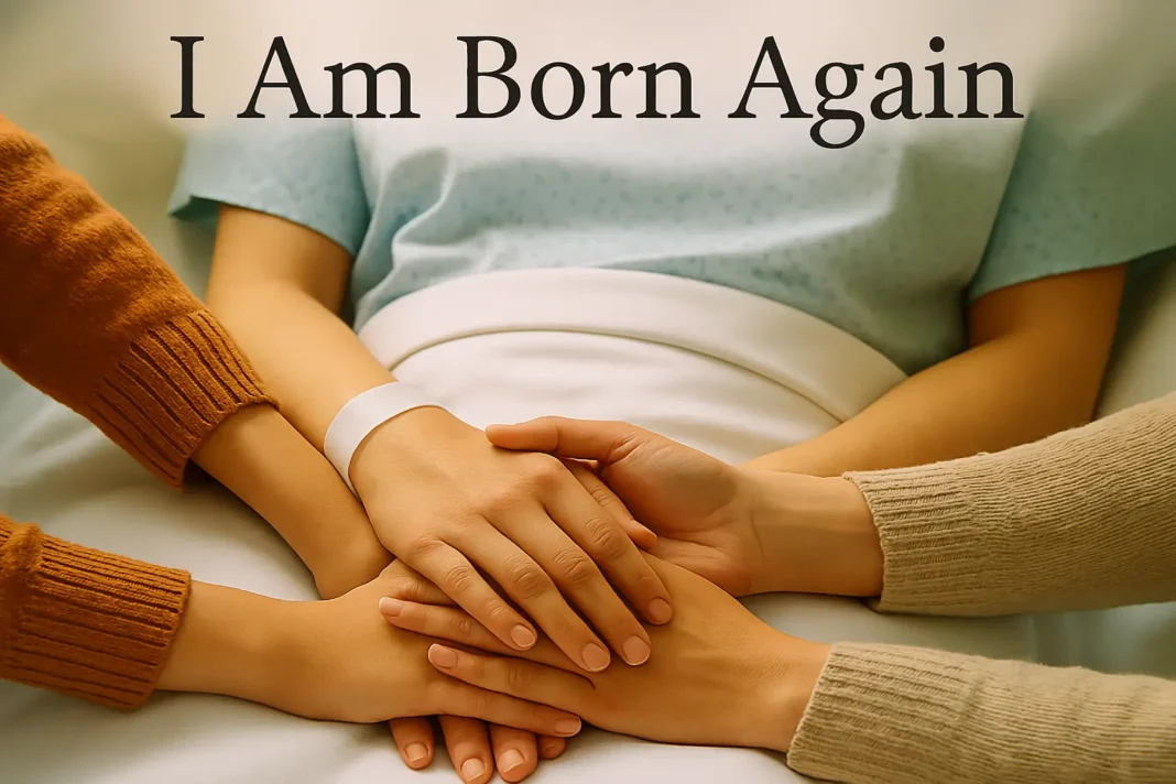Open Heart Surgery: Shot of family hands joined across a hospital bed. Emphasizes the healing power of love and support systems in recovery.